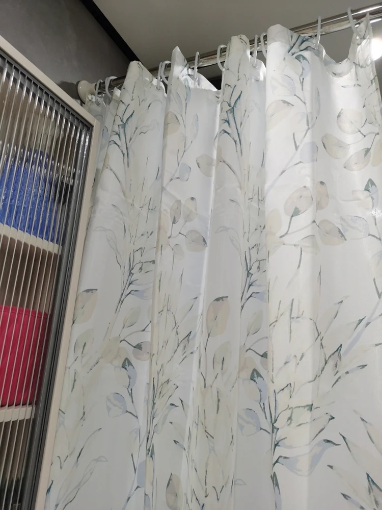 防水速乾ポリエステル製バスカーテン、シャワーパーティションカーテン、花柄水彩デザイン、防粘着仕様