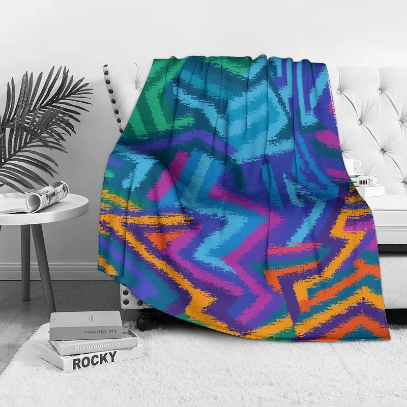 بطانيات بنمط هندسي نابض بالحياة ناعمة دافئة من الفلانيل الاسكتلندي جحر الحيوانات الأليفة رمي بطانية للسرير الأريكة المفارش لحاف البطانيات #1