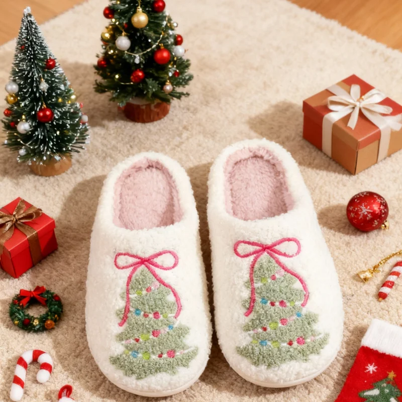 عيد الميلاد النعال المنزل الجديد شجرة عيد الميلاد الزنجبيل مريحة الدافئة النعال النسائية عارضة في الهواء الطلق المشي السفر النعال