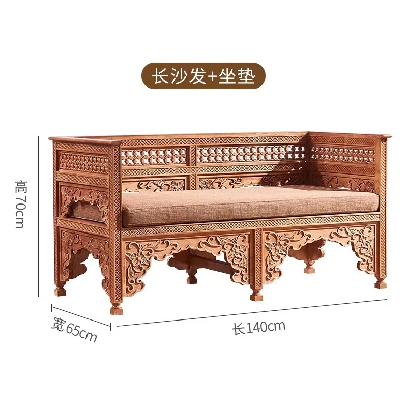 Thai handmade solid wood small apartment double sofa chair, Thai SPA massage shop entrance sofa chair