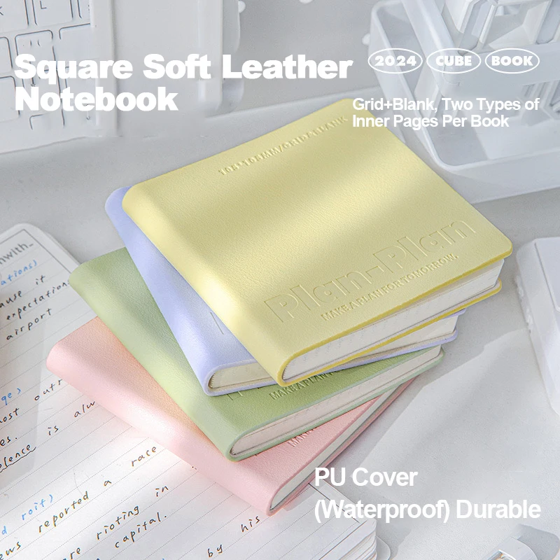 1PC Square Soft Leather Car Cable Notebook Waterproof PU Leather Cover Pocket Portable 100g Paper Notebook