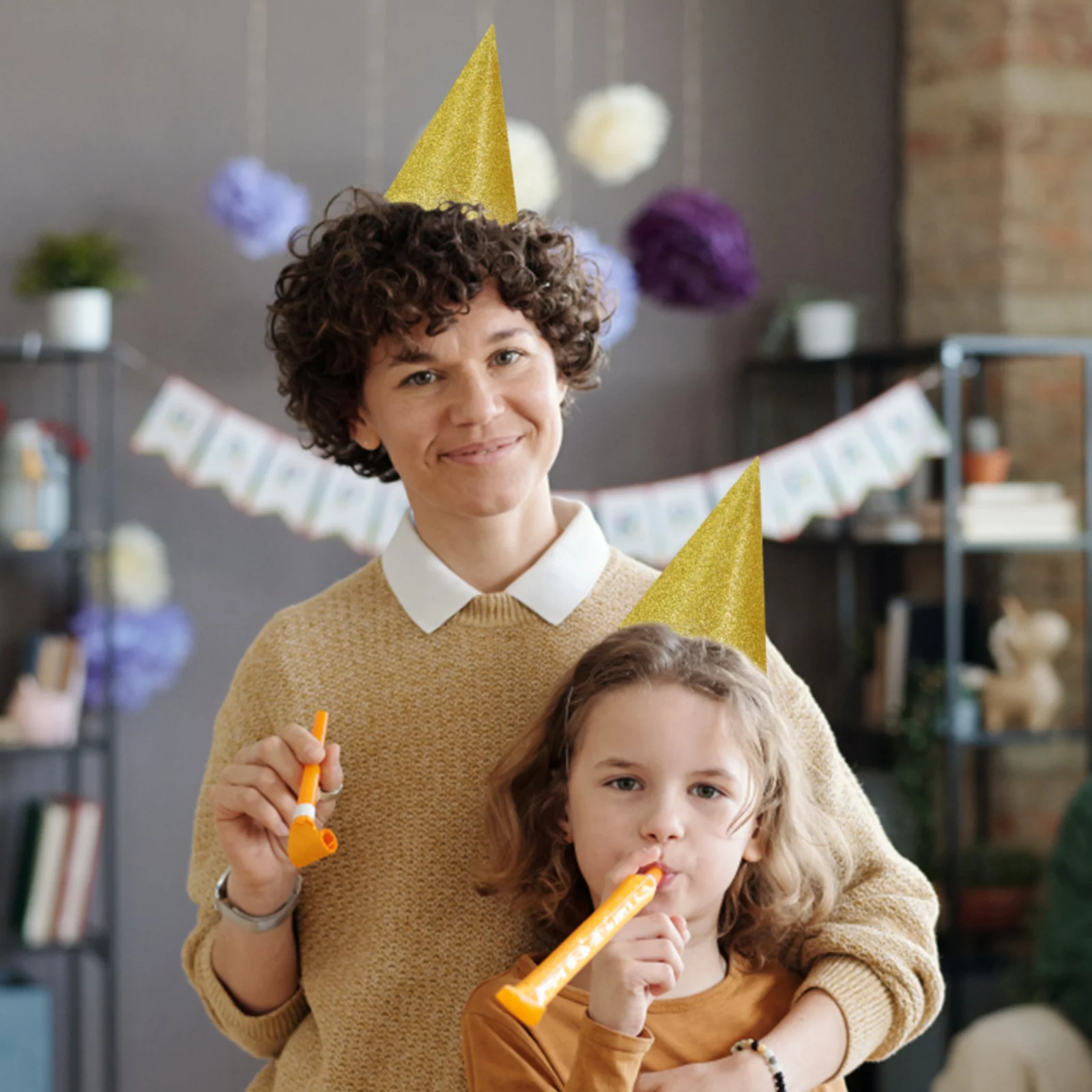 

12 pcs For 1St Cap Small Party First Birthday Cap Hats Glitter Party Hats For Birthday Accessories