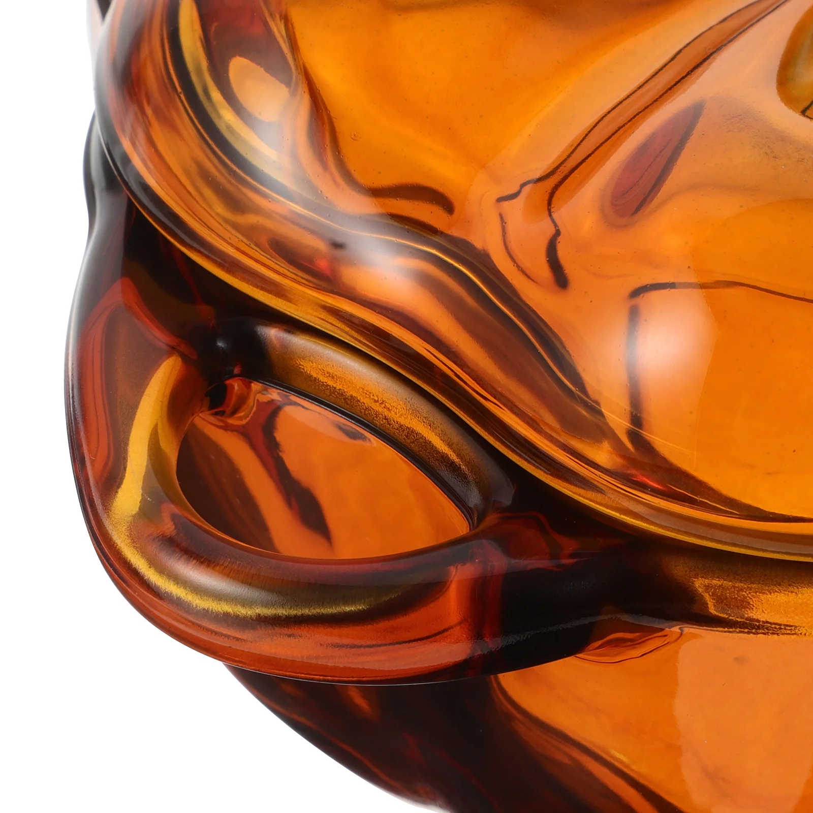 جرة حلوى اليقطين الزجاجية الملونة غطاء مزخرف حاوية تخزين الوجبات الخفيفة حفلة المنزل استخدام جرة اليقطين الزجاجية علب الخريف