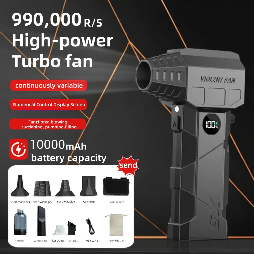 Soplador de aire X5 990000RPM, ventilador Turbo sin escobillas, velocidad del viento fuerte, soplador de chorro Turbo ajustable, Dus de aire comprimido recargable