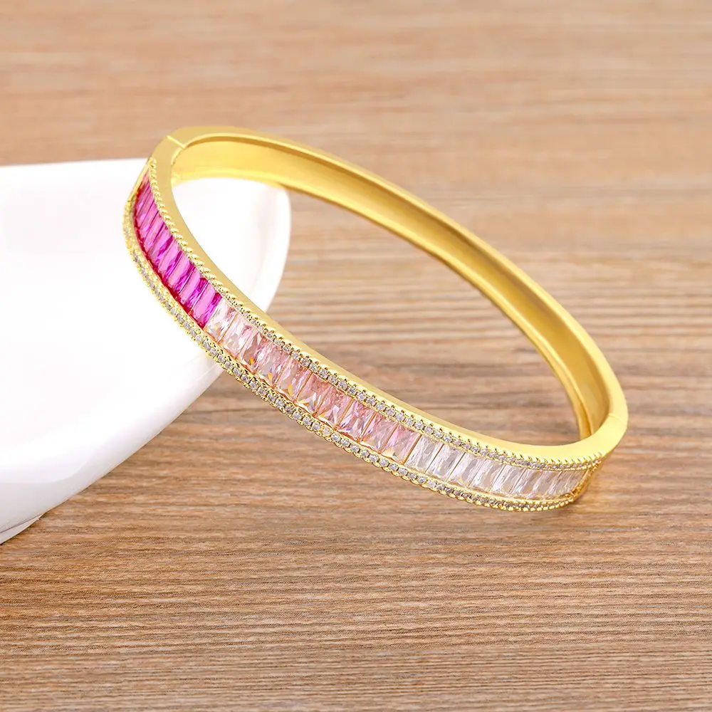 

Nidin Top Quality Senior Elegant Gradient Bangle Jewelry New Arrival 4 Colors Women Girls Fashion Design Fine Wedding Party Gift