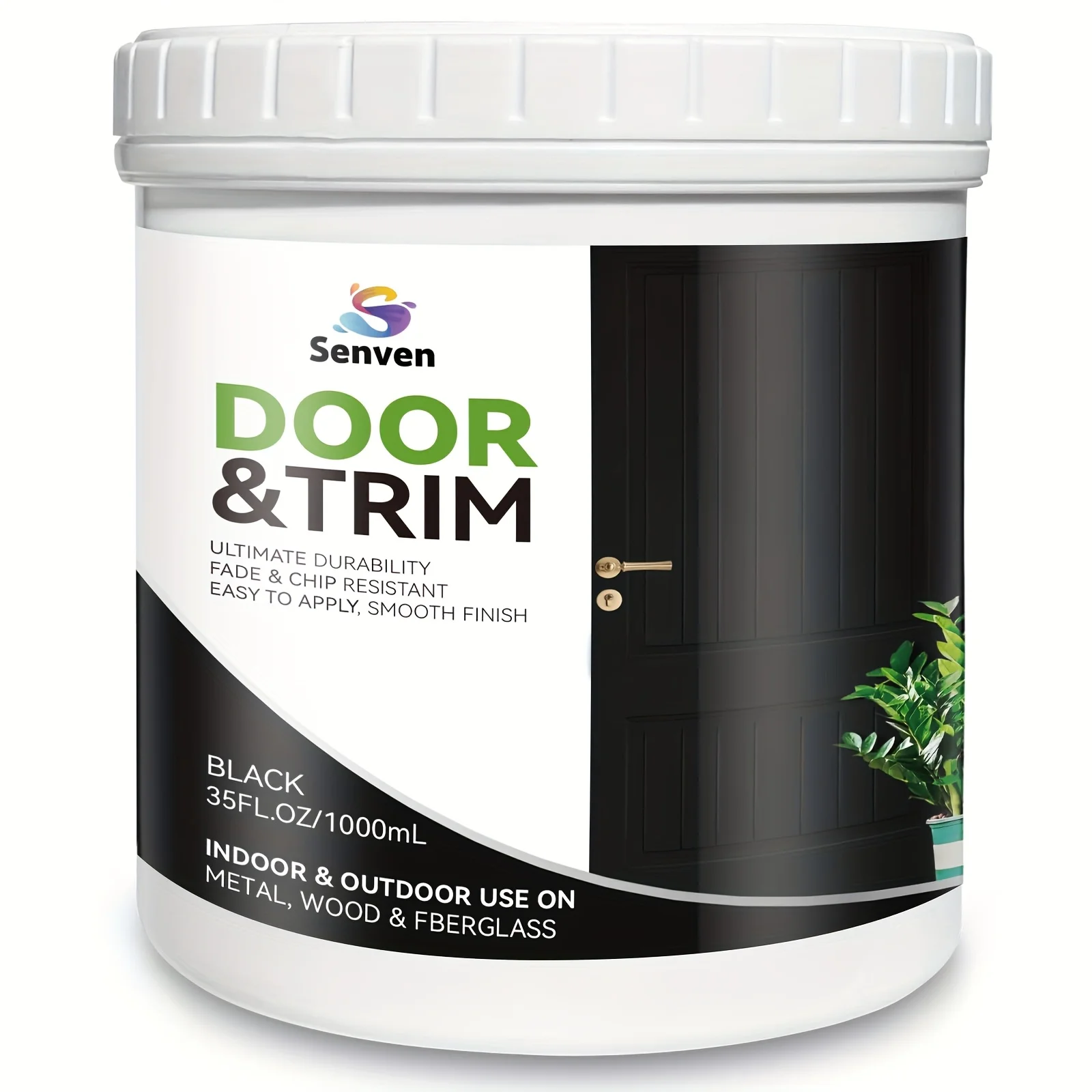 

Door Trim Black Paint, Satin Black Paint for Door, Trim, Cabinet, Wood Furniture, 1000ml, 35 Fl Oz