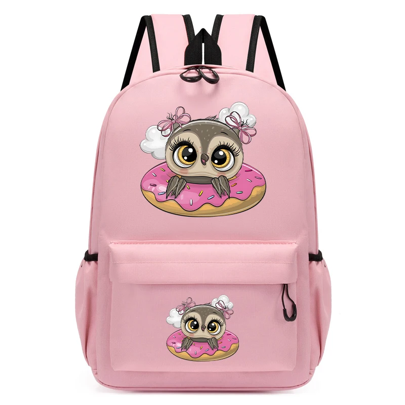 Cartoon Owl Donut Backpack para Baby Boys e Girls, Lovely Schoolbag, Kindergarten Schoolbag, Kawaii Anime, Cute Kids Bagpack para Crianças