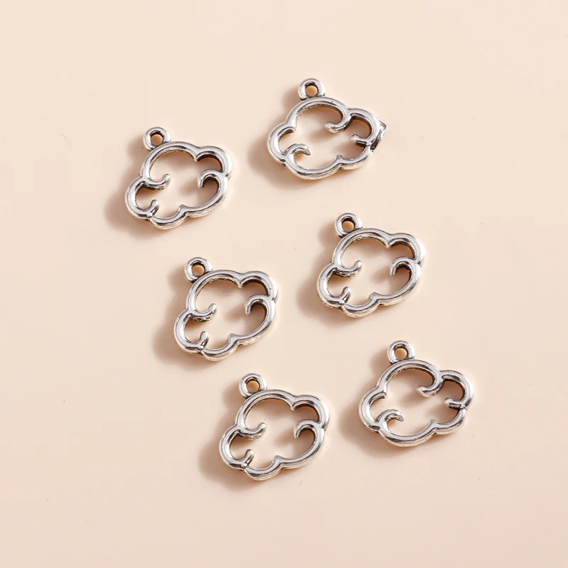 Leslie 30 Stück Charms 13x15mm Antik-Silberfarbene Schwebende Wolken-Anhänger für DIY Handgefertigte Schmuckherstellung Zubehör – Detail 4