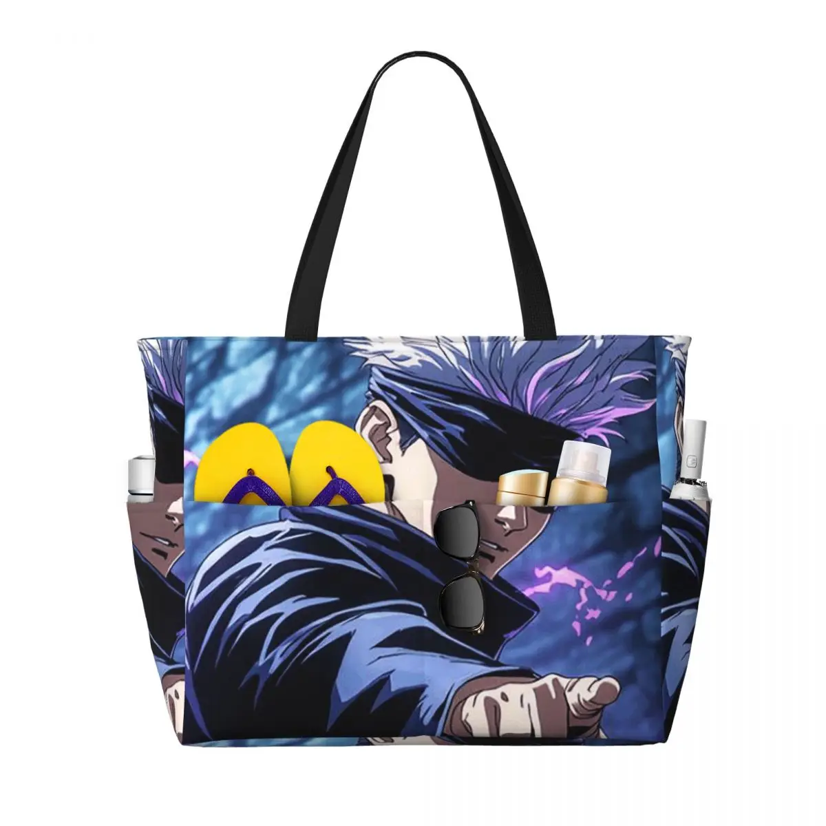 

Satoru Gojo Anime Jujutsu Kaisen Beach Tote Bag Sport Gym Yoga Duffle Large Tote Bag Women Travel Bag Fitness bag