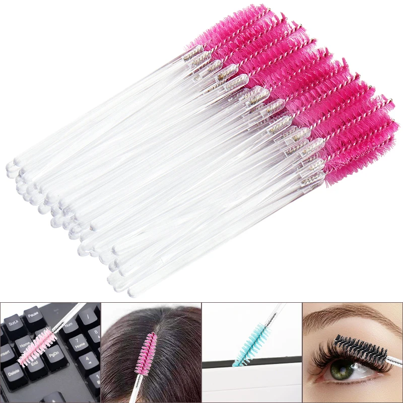 200/500 Pcs Disposable Transparent rod Eyelash Brush Comb Eyebrow Eye Lashes Extension Mascara Wands Makeup Female Beauty Tools