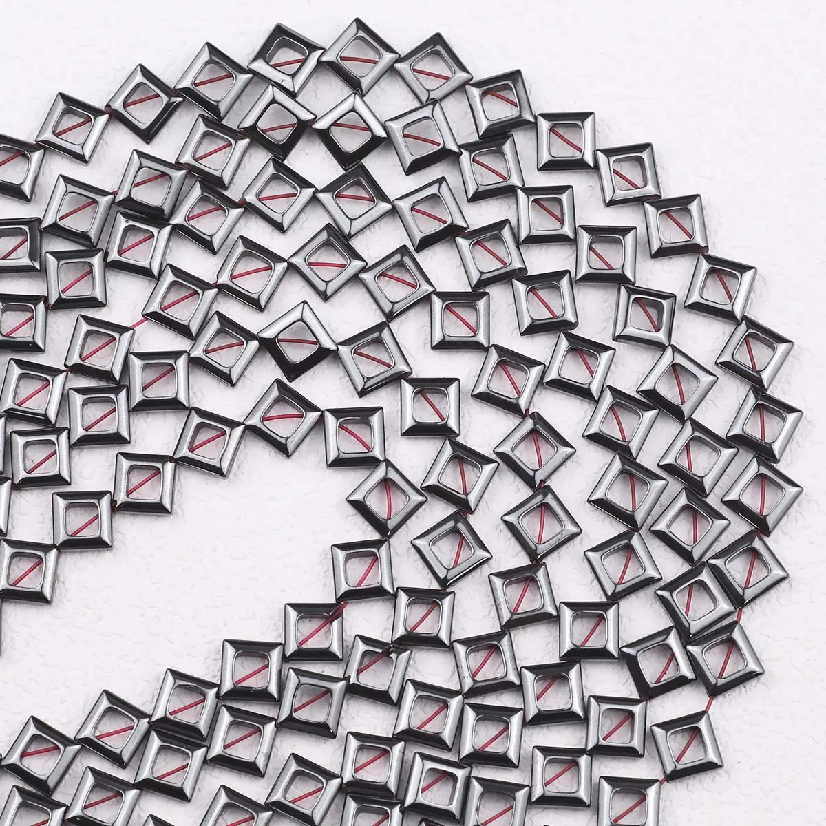 8MM Black Diagonal Square Hematite Natural Stone Spacer Loose Beads For Jewelry Making DIY Trendy Bracelets Necklaces Wholesale