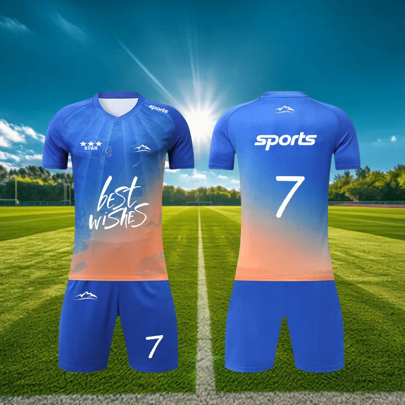 

2025 New Adult/Children's T-shirt Shorts Set Breathable Cool Jersey Ball Pants 2-piece Set Football Shirt Football Sportswear