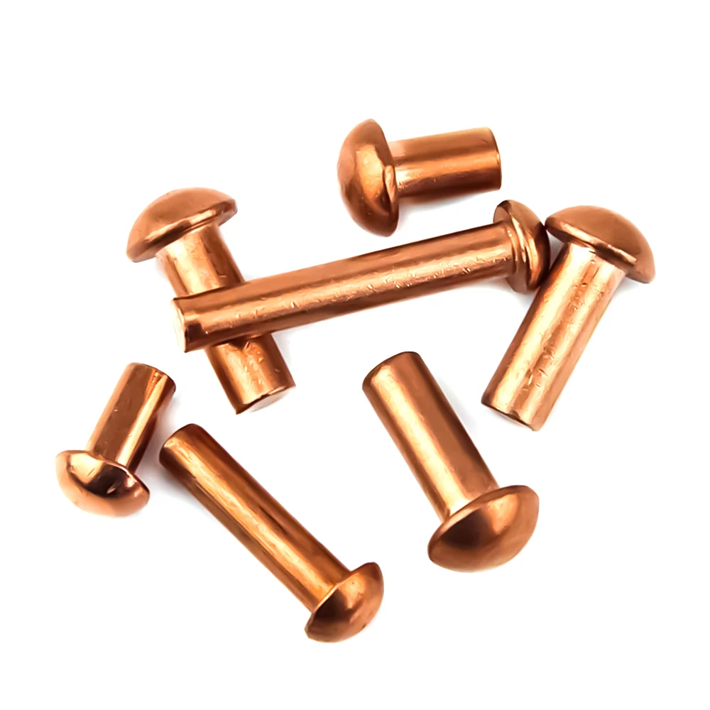 Round Head Cap Copper Solid Rivet M1.5 M2 Buckle Cap Copper Rivet Pan Head Hand Knocking Rivets Chicago Screw Martelo Rebite Vis