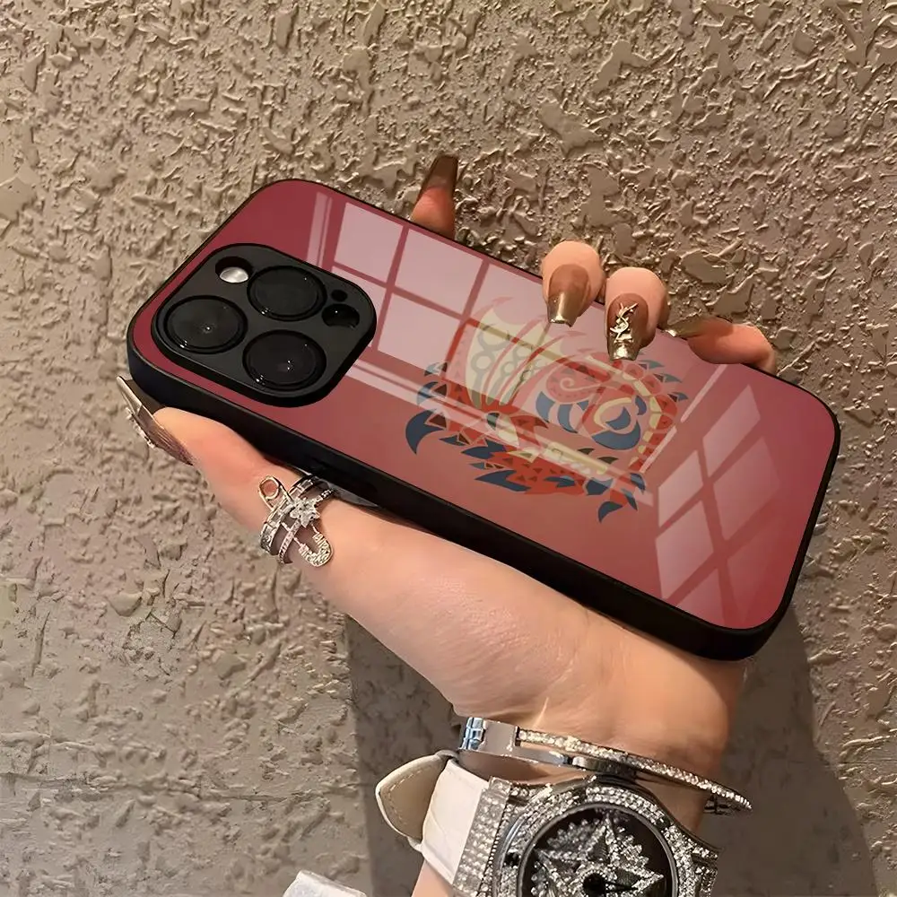M-Monster Hunter Handyhülle für iPhone 17 Pro Max 15 14 Pro 12 11 13 Mini X XR XS 16 Plus SE Glasabdeckung
