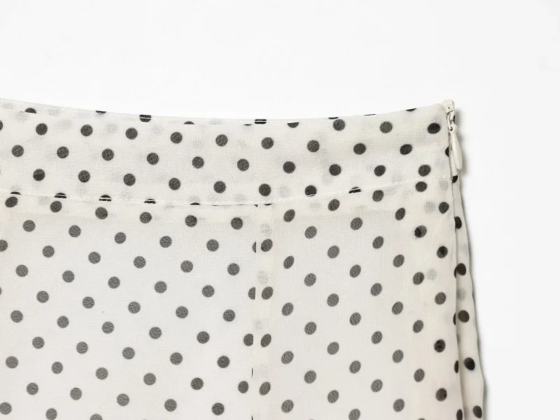 MUJER Polka Dot Blusen Damen Halbtransparente Blusen und Röcke Set Urlaubs-Strand-Tops für Frauen Langarm Casual Blusen – Detail 13