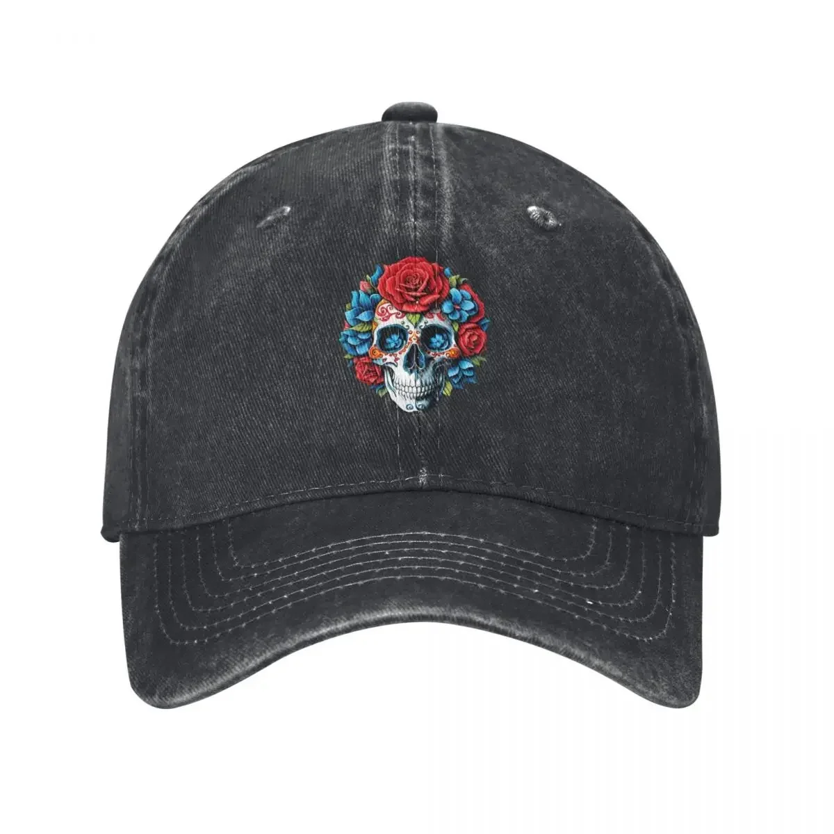 Nightmare Bloom: A Stunning Flower Skull Art Baseball Cap Golf Vintage Luxury Woman Men's