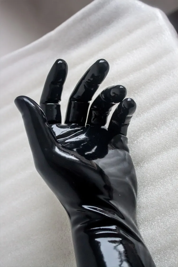 

(DM8274)100% natural latex Pure handmade rubber second skin gloves fetish wear