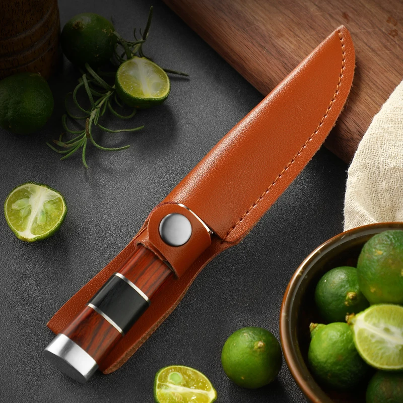 Fruit Knife Mongolian Hand Held Small Knife For Lamb Eating Outdoor Portable Dining Knife Kitchen Small Knife With Leather Cover