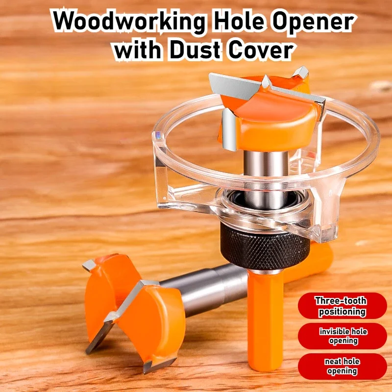 Woodworking Hole Opener with Dust Cover Adjustable Positioning Hinge Wooden Board Cabinet Door Panel Punch Woodworking Tools