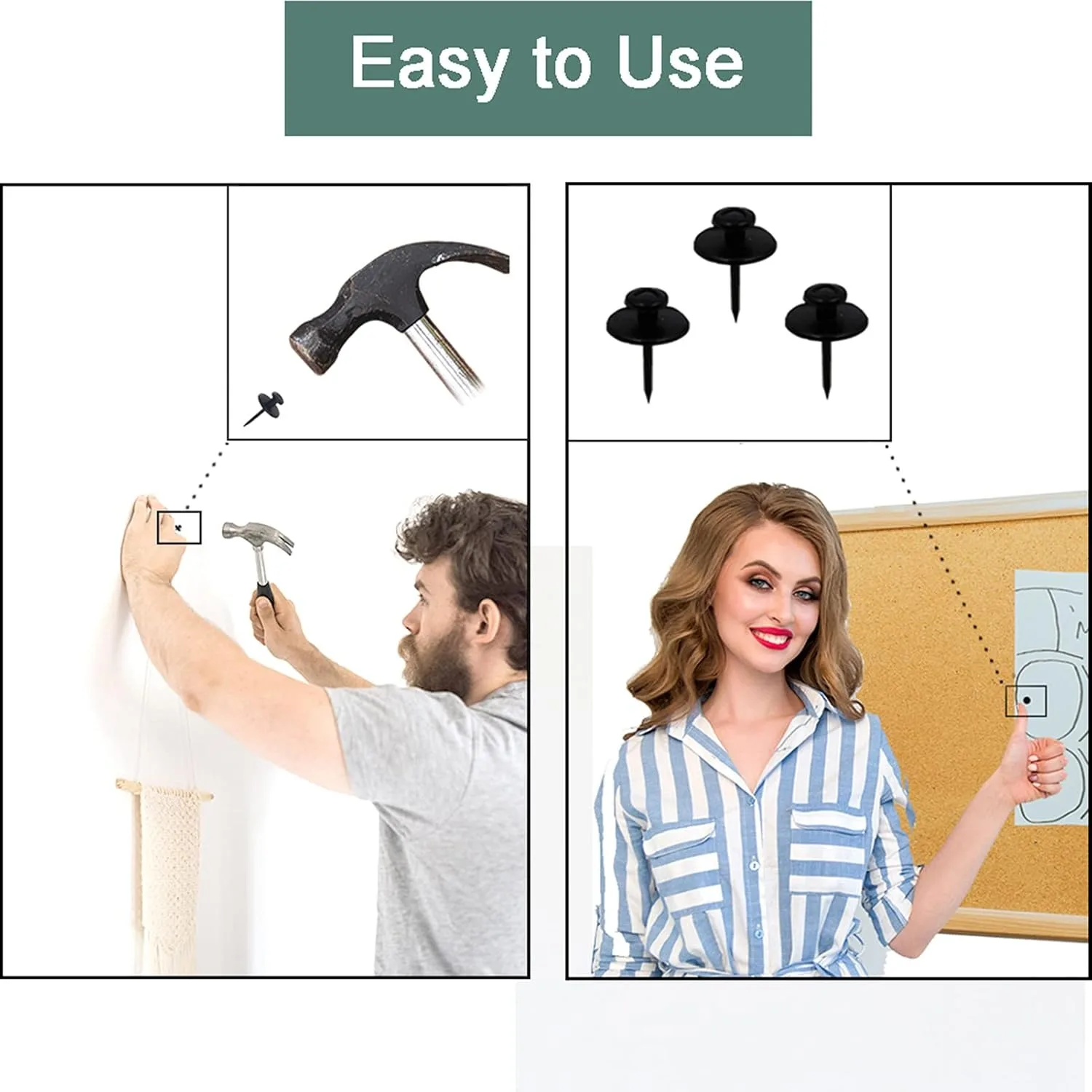 30 thumbtack wall hook, double-ended thumbtack wall hanging