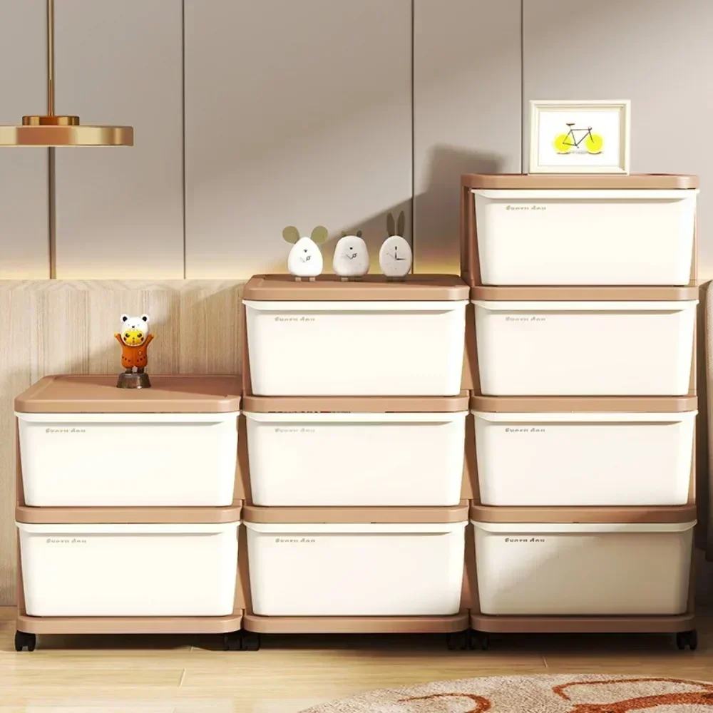 Foldable Storage Cabinet Drawer Style PP Material Living Room Children's Storage Box Elevated Design Storage Mobile Boxes