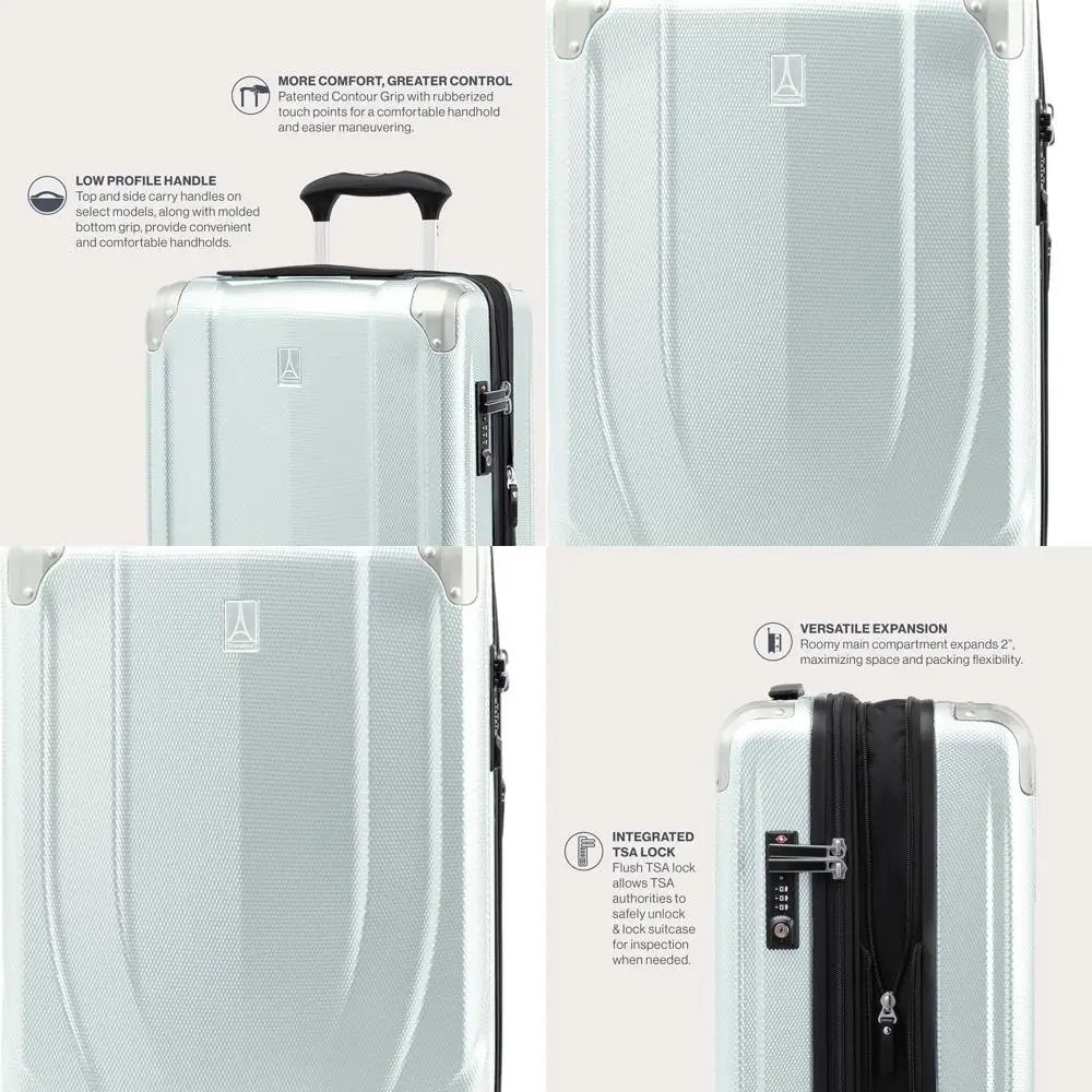 

Expandable 21 Inch Lightweight Hard Shell Spinner Suitcase, Cloud Grey, Carry-On Luggage