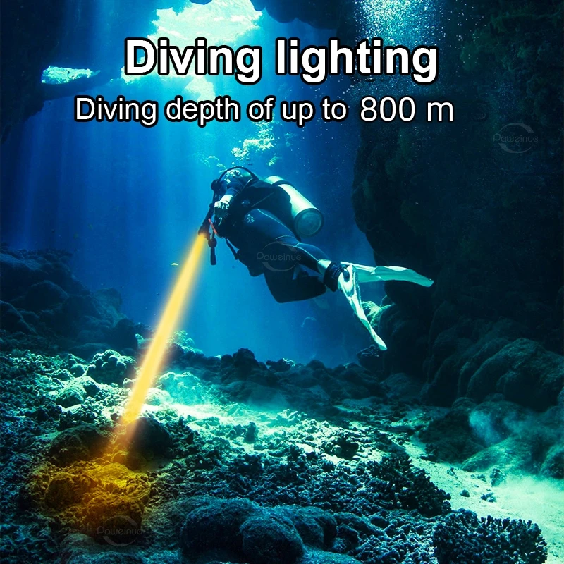 XHP160 LED High Power Diving Torch IPX8 Professional Diving Flashlight 26650 Underwater Lantern Scuba Diving Waterproof Lamp