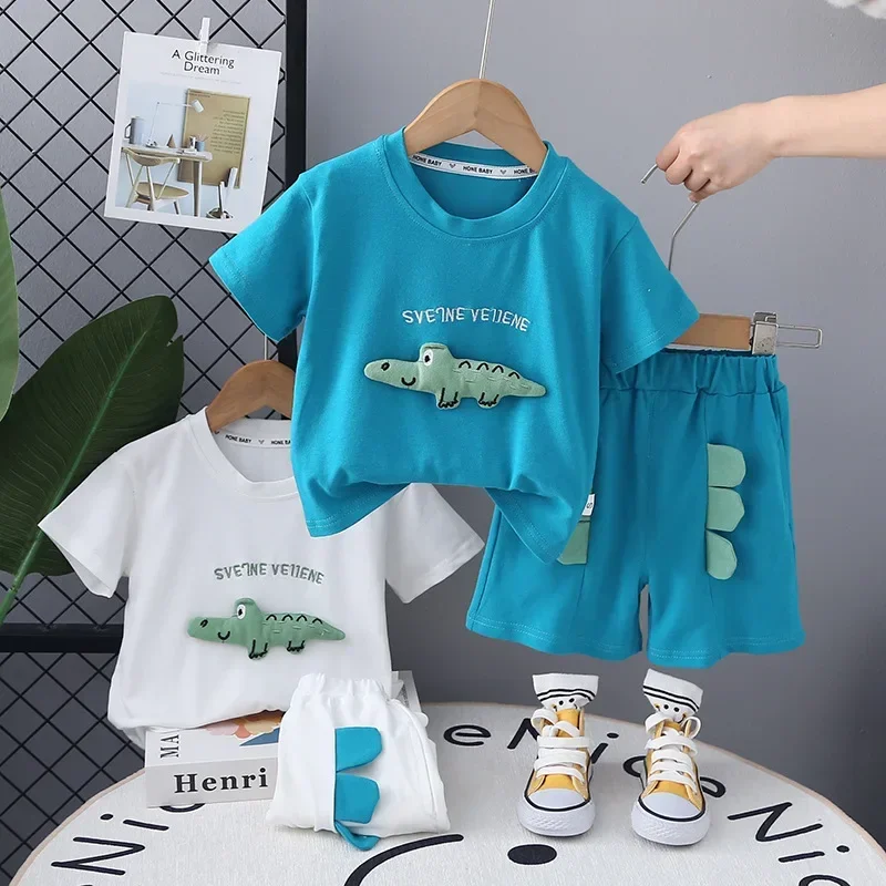 

New Summer Baby Girls Clothes Suit Children Casual T-Shirt Shorts 2Pcs/Sets Toddler Boys Clothing infant Costume Kids Tracksuits