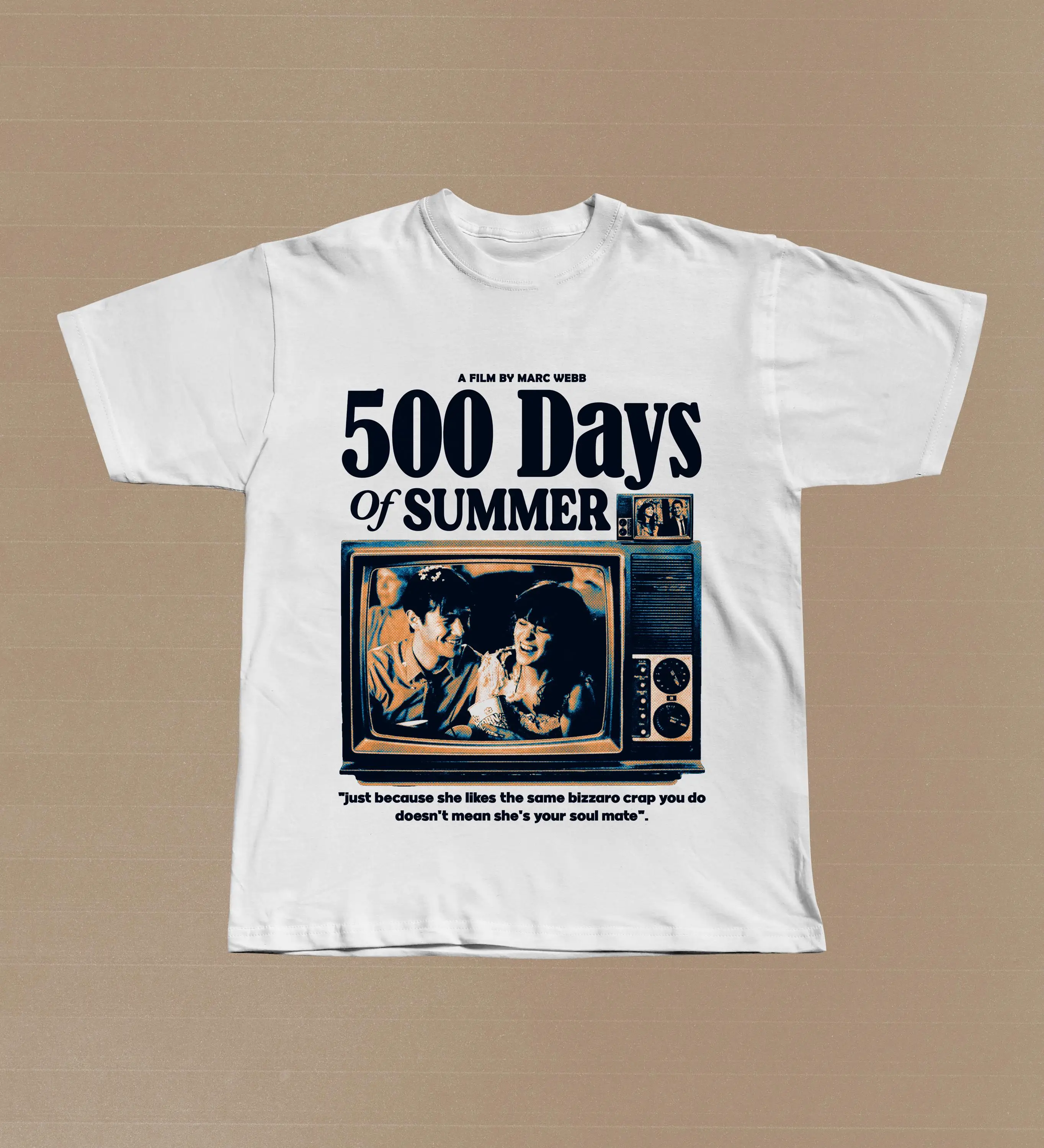 

2026 Plus Size Summer Women's Vintage 500 Days of Summer Film T-shirt Cotton Breathable Stylish Versatile Street Style Oversized