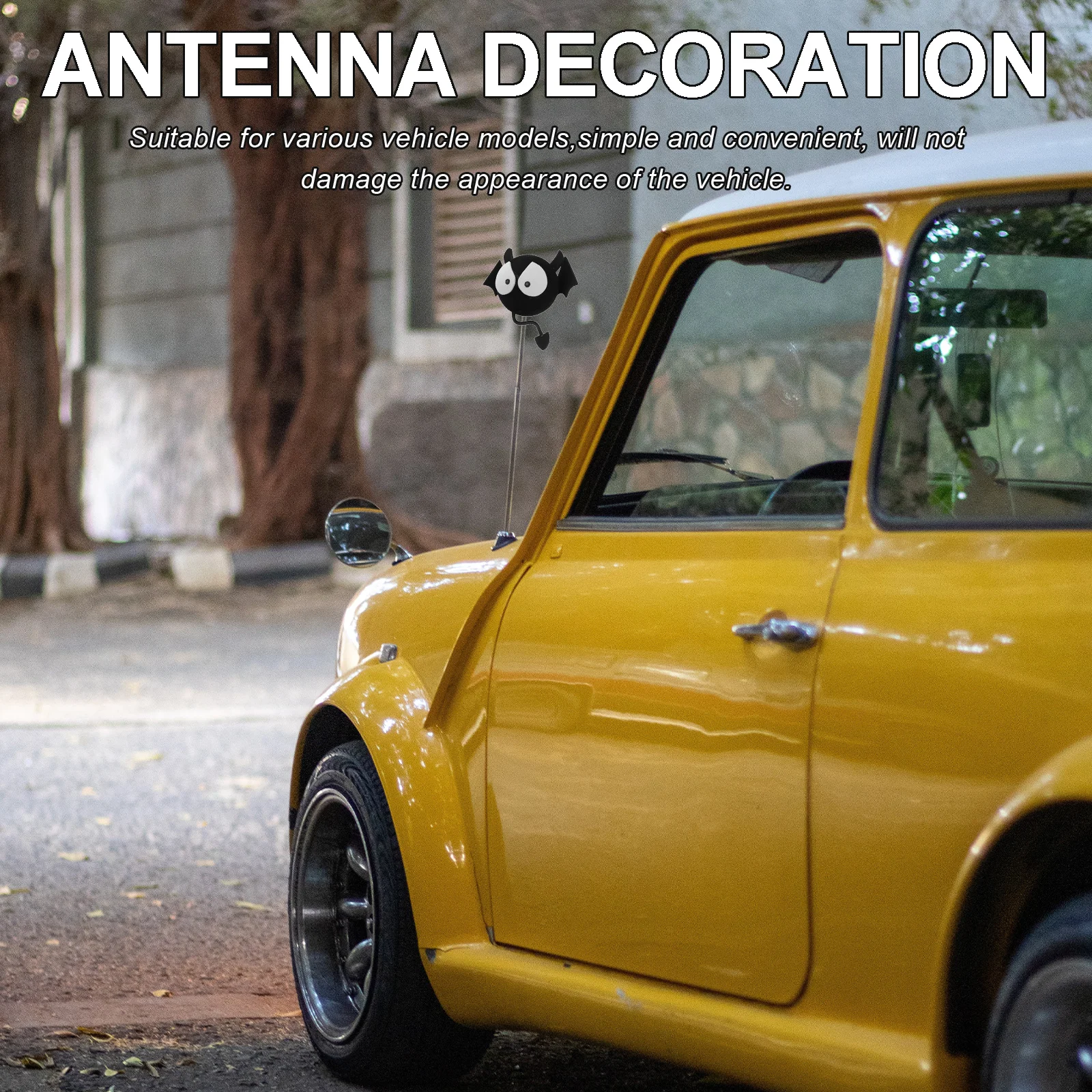 Big Eyes Bat Auto-Antennenball, dekorativer Auto-Antennenaufsatz für LKWs, SUVs, wetterbeständig, niedliches Fahrzeug-Außen-Styling