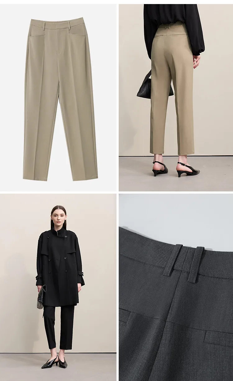 Amii Women Pants 2026 Autumn New Commuter Basic Style Tapered Pants Casual Women's Solid Versatile Ankle-Length Pants 12641091