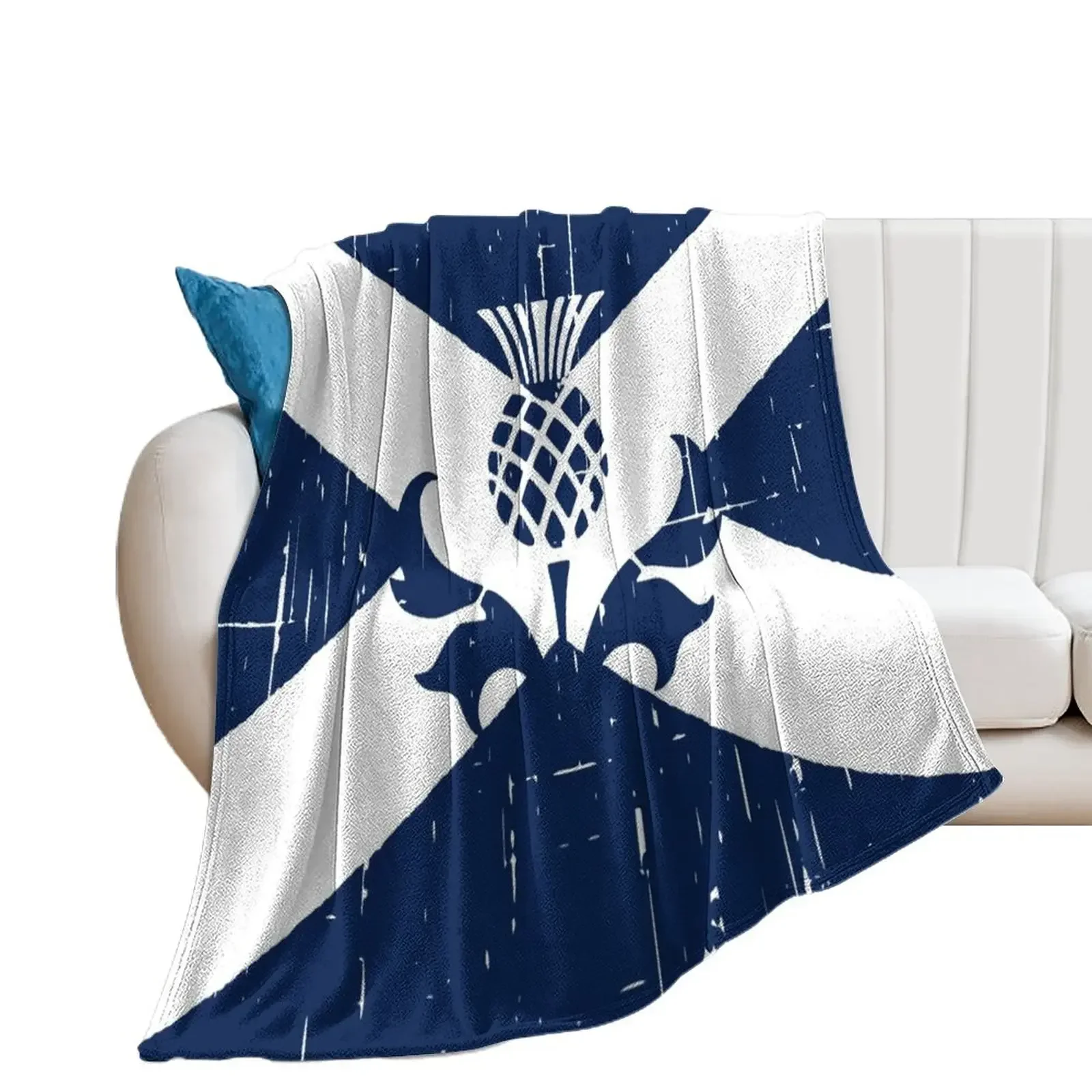 

Saltire Scottish Flag and Scottish Thistle Throw Blanket Soft Plaid Soft Plush Plaid Blankets