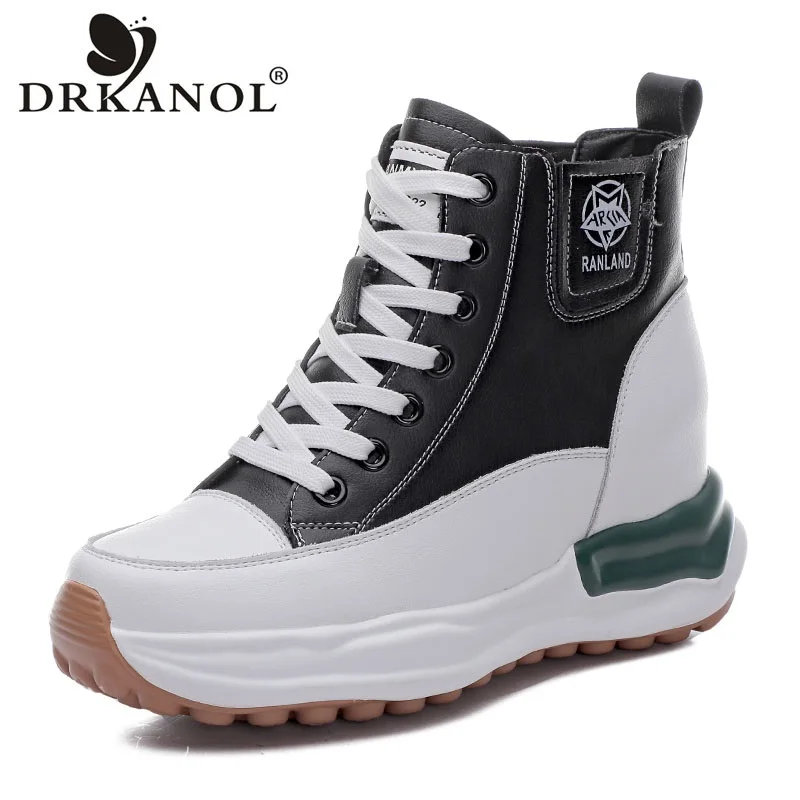 

DRKANOL разноцветные ботинки, увеличивающие рост, женские осенне-зимние теплые ботильоны на платформе на толстой подошве, женская обувь с высоким берцем