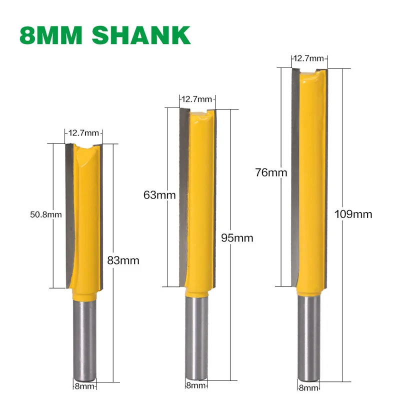 Accurate Router Bit Cutting Tools Accessories Attachment 8mm Shank Long Straight Woodworking Cutter Convenient
