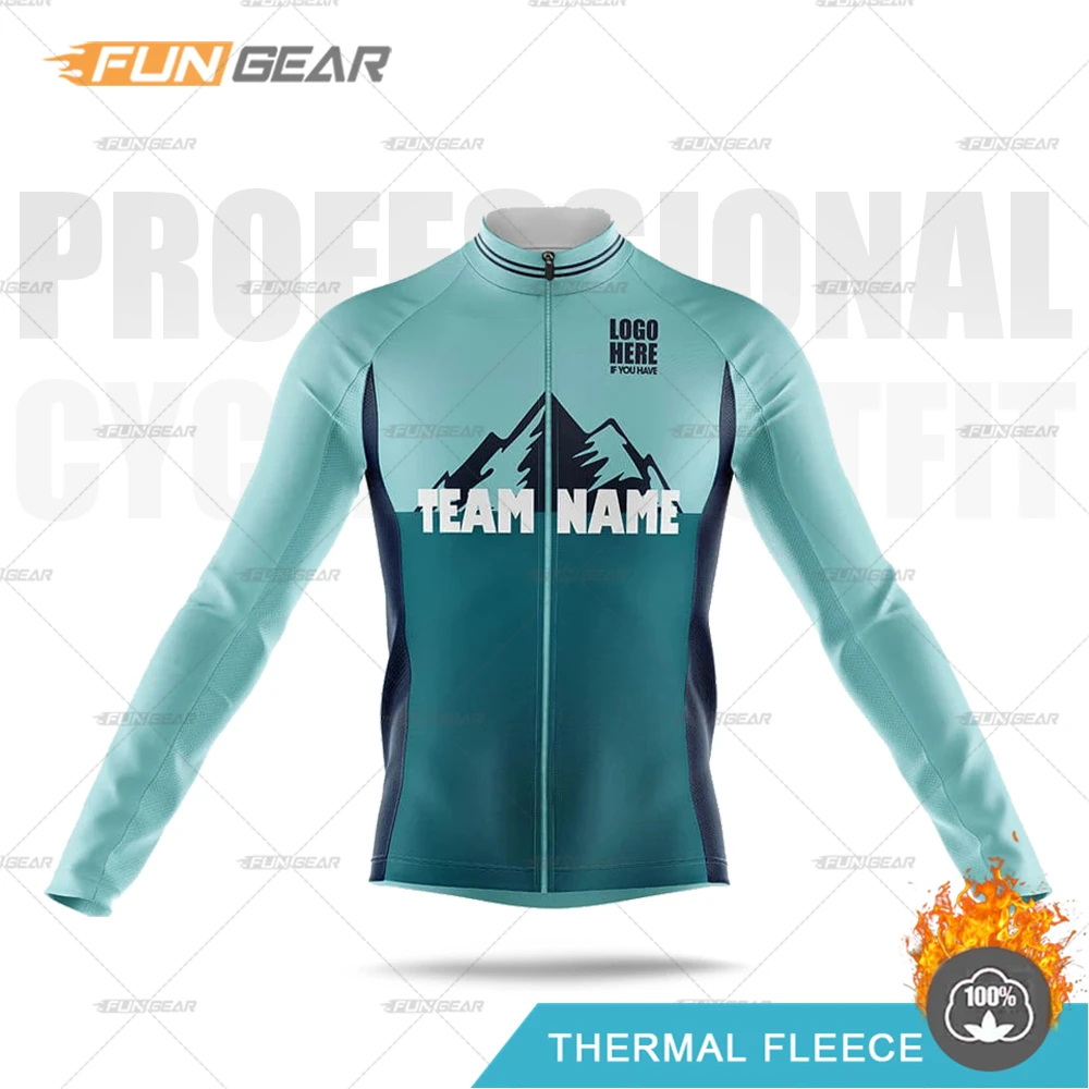 

Зимний велосипедный трикотаж, униформа команды на заказ, мужские топы с длинными рукавами, термофлисовая куртка, одежда для гонок, толстовка для тренировок на велосипеде