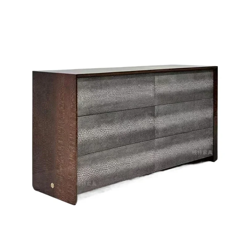 

Solid wood veneer lizard animal pattern hexagrapher storage sideboard entrance cabinet