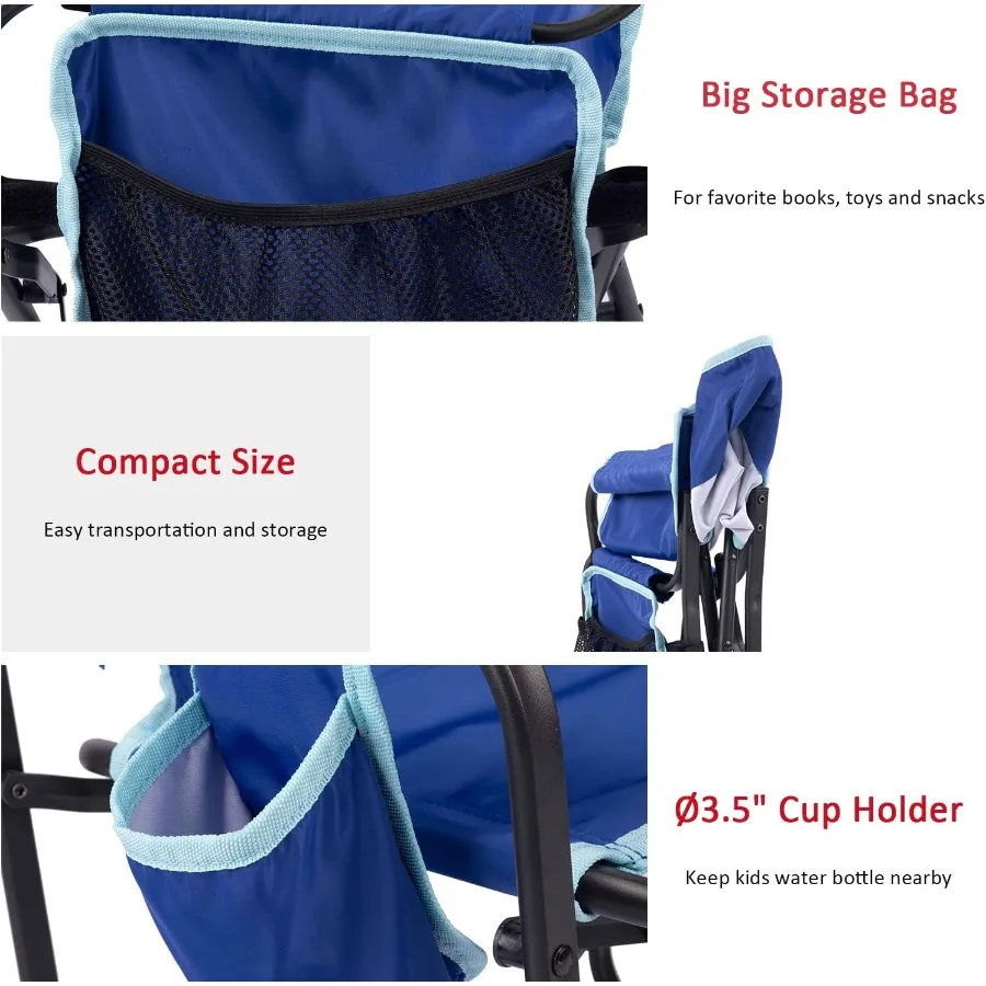 كرسي تخييم من الألومنيوم خفيف الوزن وقابل للطي مع حامل أكواب وجيب لرحلات الشاطئ والنزهات والرياضات الخارجية Fol #6