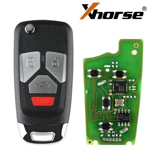 

Xhorse key XKAU02EN Wire Remote Keys For Audi Flip 3+1 Panic Buttons compatible with VVDI programmning tools