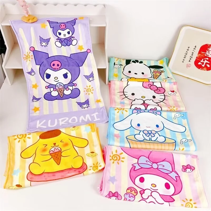 Sanrio Kuromi My Melody Towel Lovely Cartoon Anime Pom Pom Purin Cinnamoroll Wash Supplies Towel Blanket Gifts For Girl