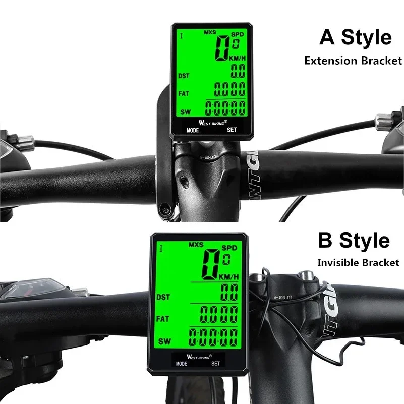 방수 자전거 컴퓨터 무선 유선 MTB 자전거 LED 백라이트, 디지털 사이클링 주행 거리계, 속도계 스톱워치