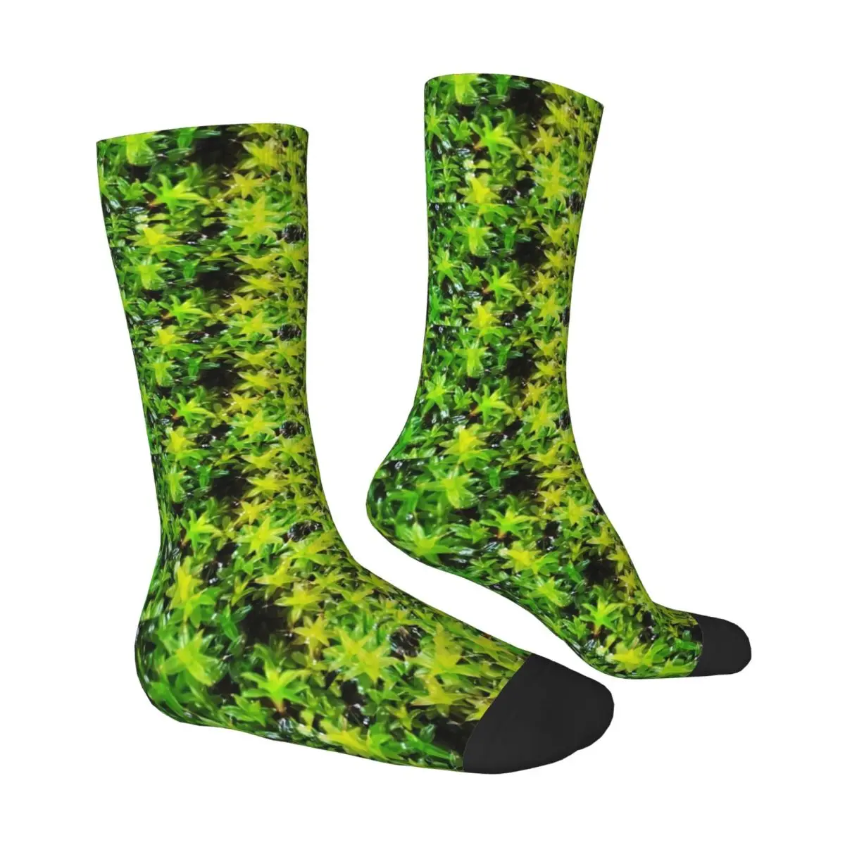 Green Moss Stockings Girls Green Leaves Print Socks Comfortable Casual Socks Winter Outdoor Sports Non Slip Printed Socks Gift