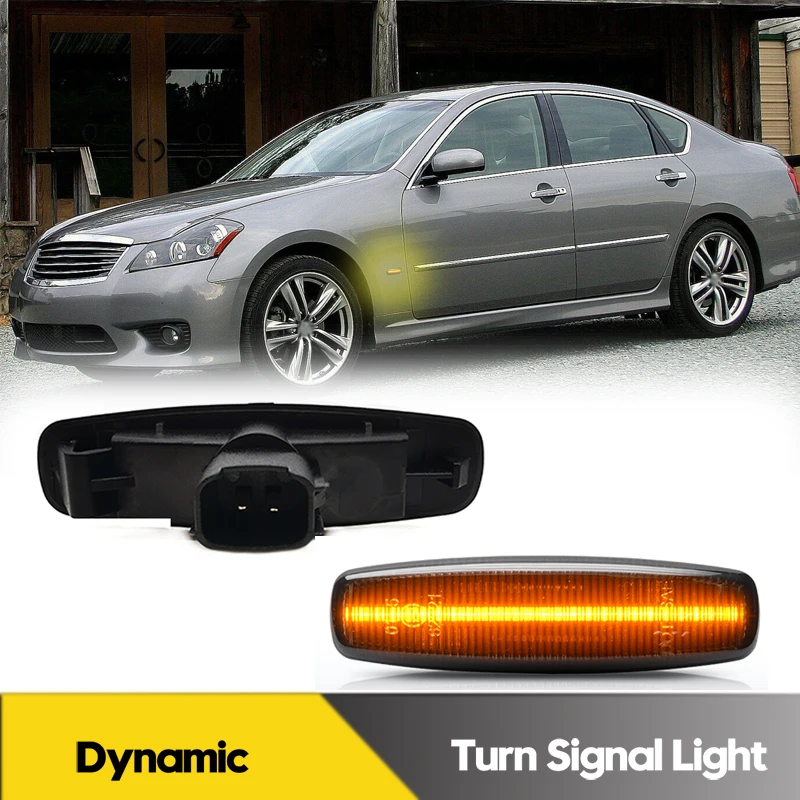 

2Pcs LED Dynamic Side Marker Light Turn Signal Blinker Lamps For Nissan Murano Pathfinder Infiniti M35 M45 Q40 Q60 Q70 QX70 QX60