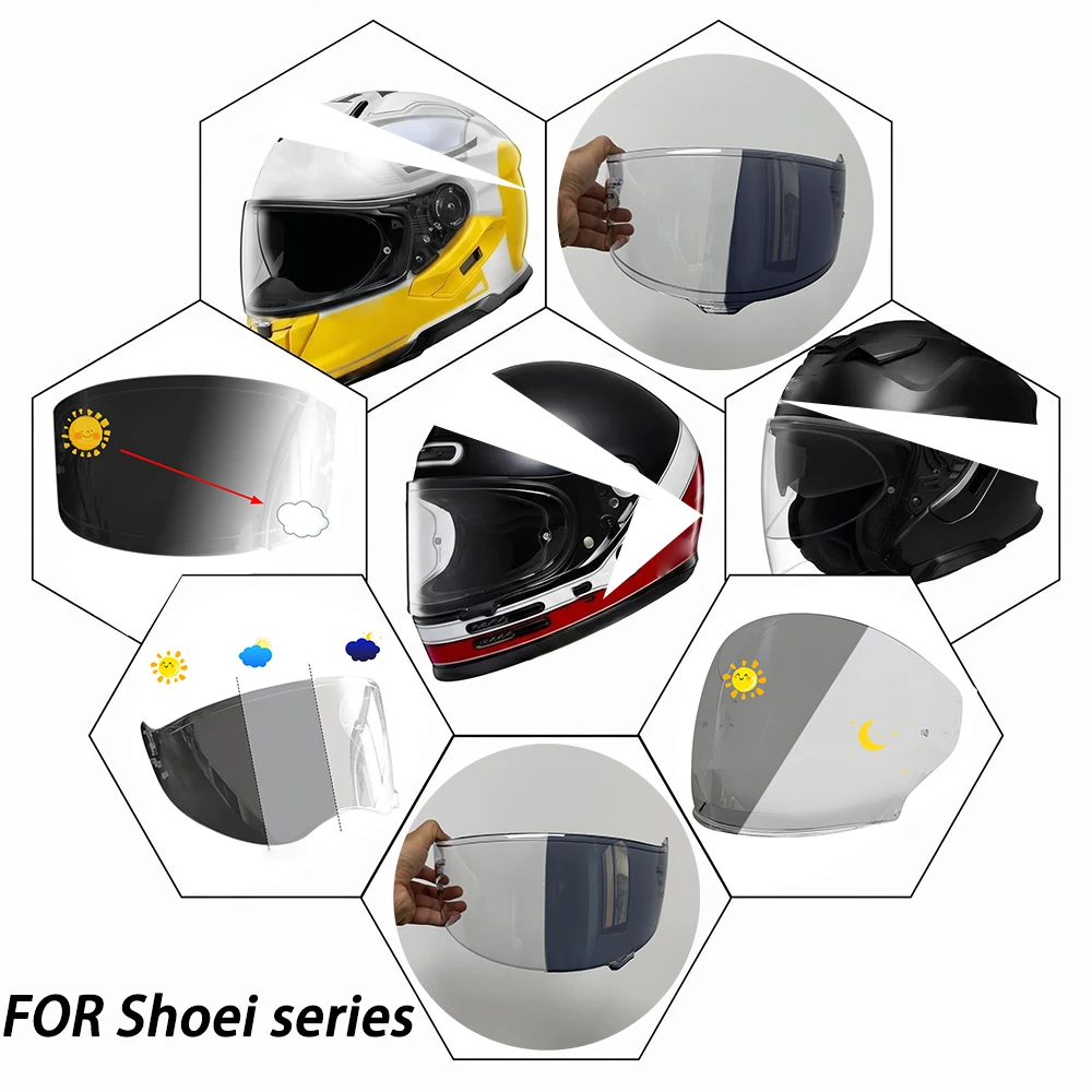 Photochromic Visor For Shoei HORNET ADV X14 Z7 Glamster X15 Z8 RF-1400 Neotec GT Air J-Cruise Motorcycle Helmet Replacement Lens