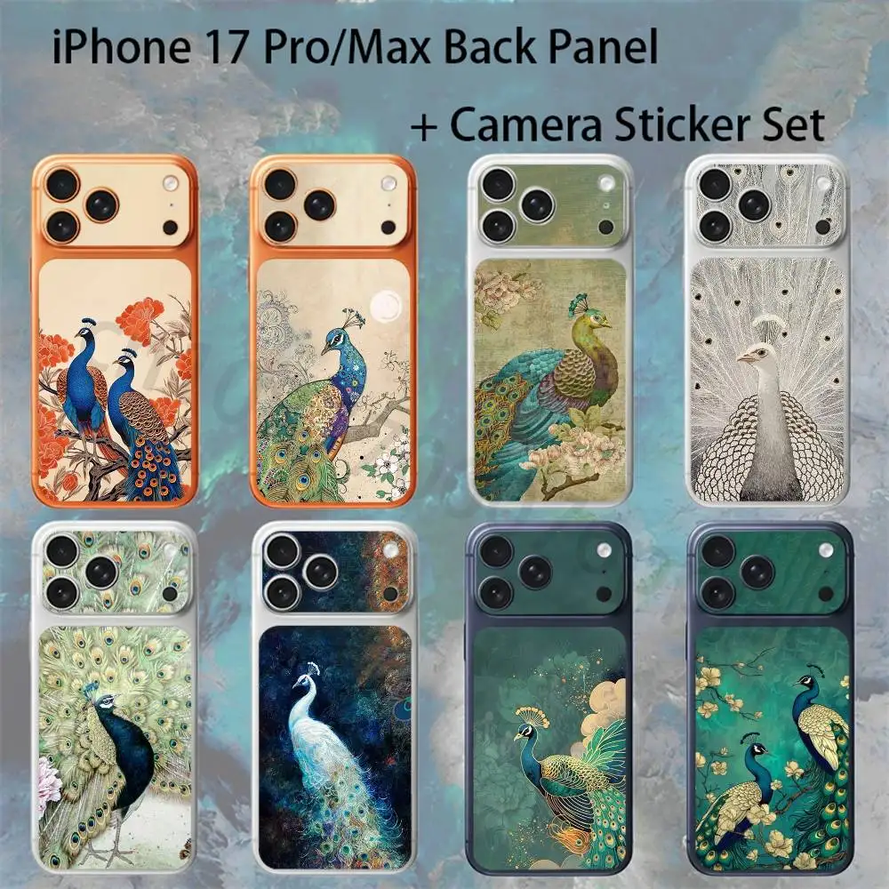 

Peacock Feathers For iPhone 17pro/proMax Full body Back Cover Decal Skin Colorful Rear Protective Sticker Film