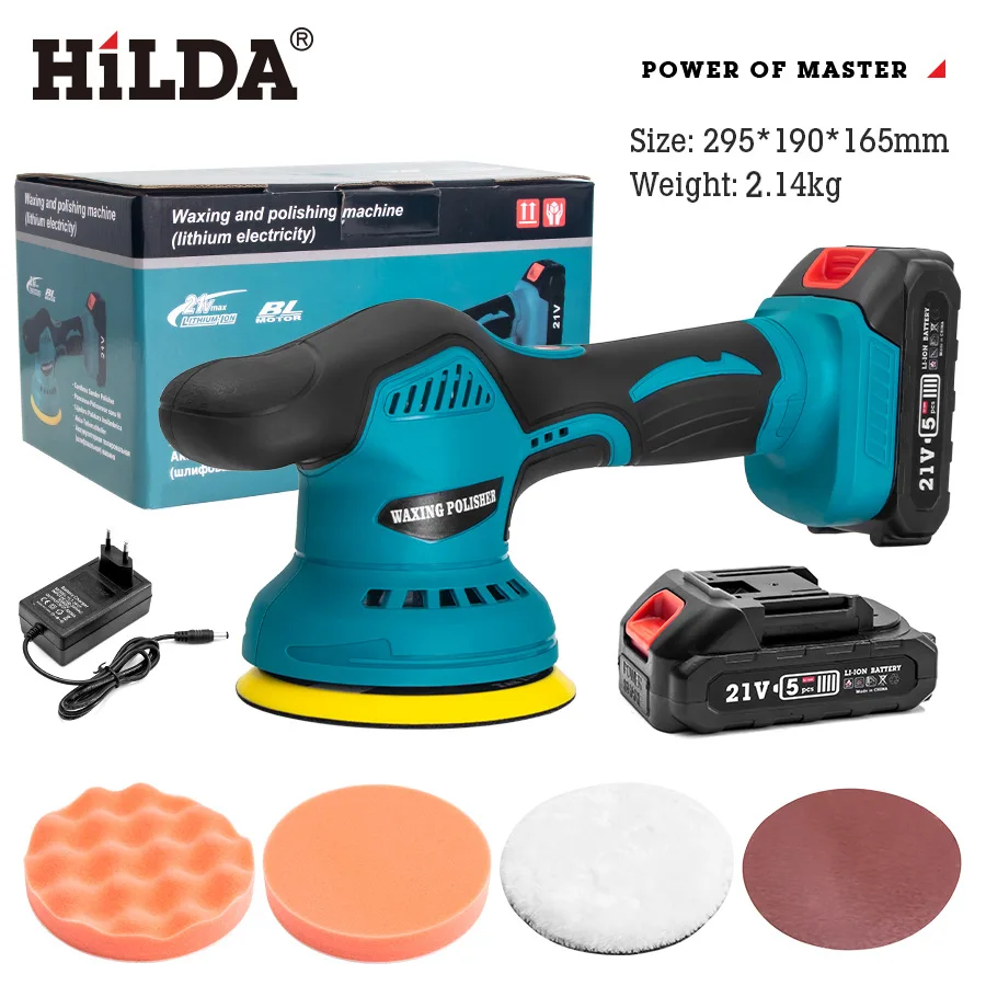 

HILDA Electric Car Polisher Machine Auto Polishing Machine Adjustable Speed Cordless Polisher Powewr Tools With Lithium Battery