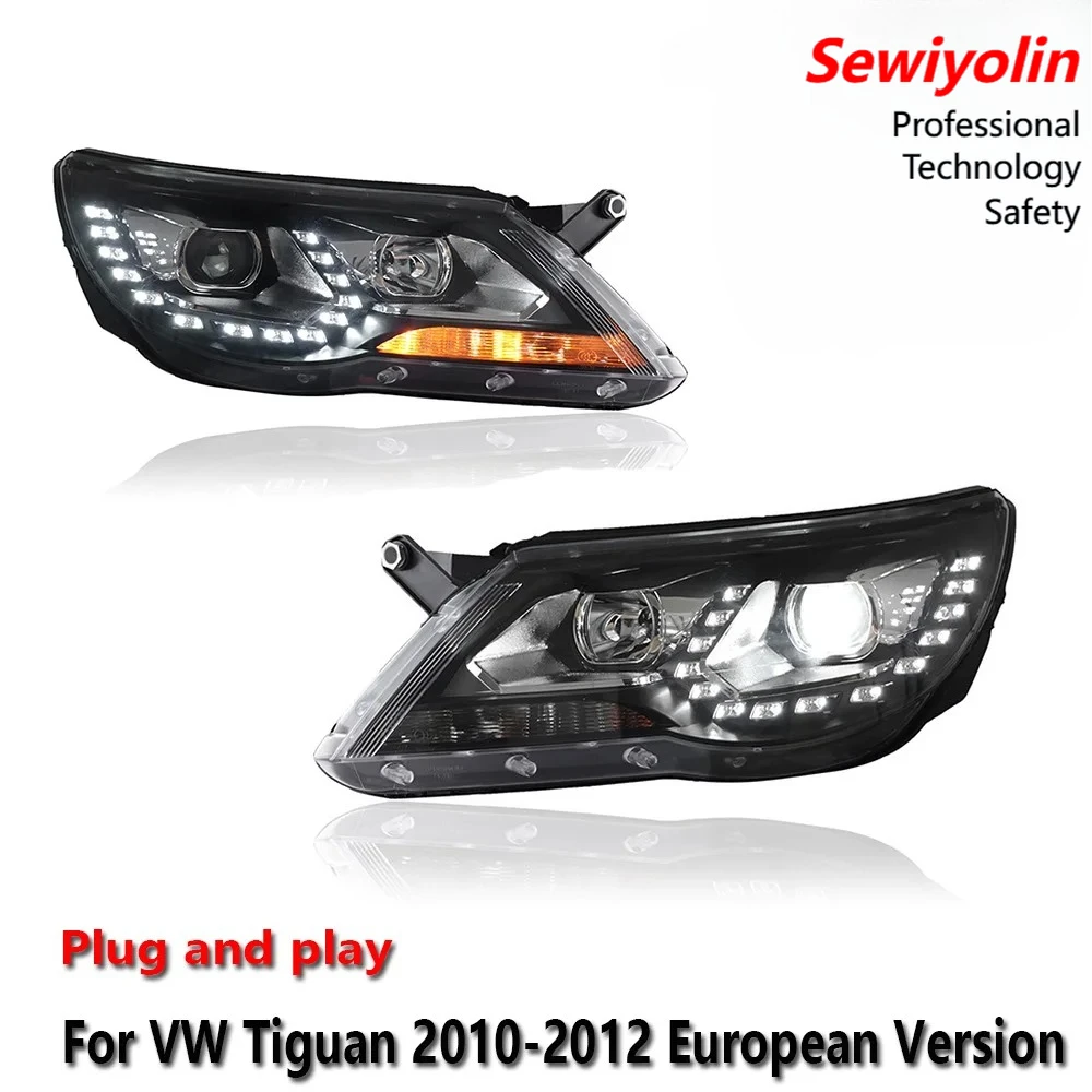 

Светодиодные фары для тюнинга VW Tiguan 2010-2012 (версия для ЕС), дневные ходовые огни, стоп-сигналы, указатели поворота, установка Plug and Play