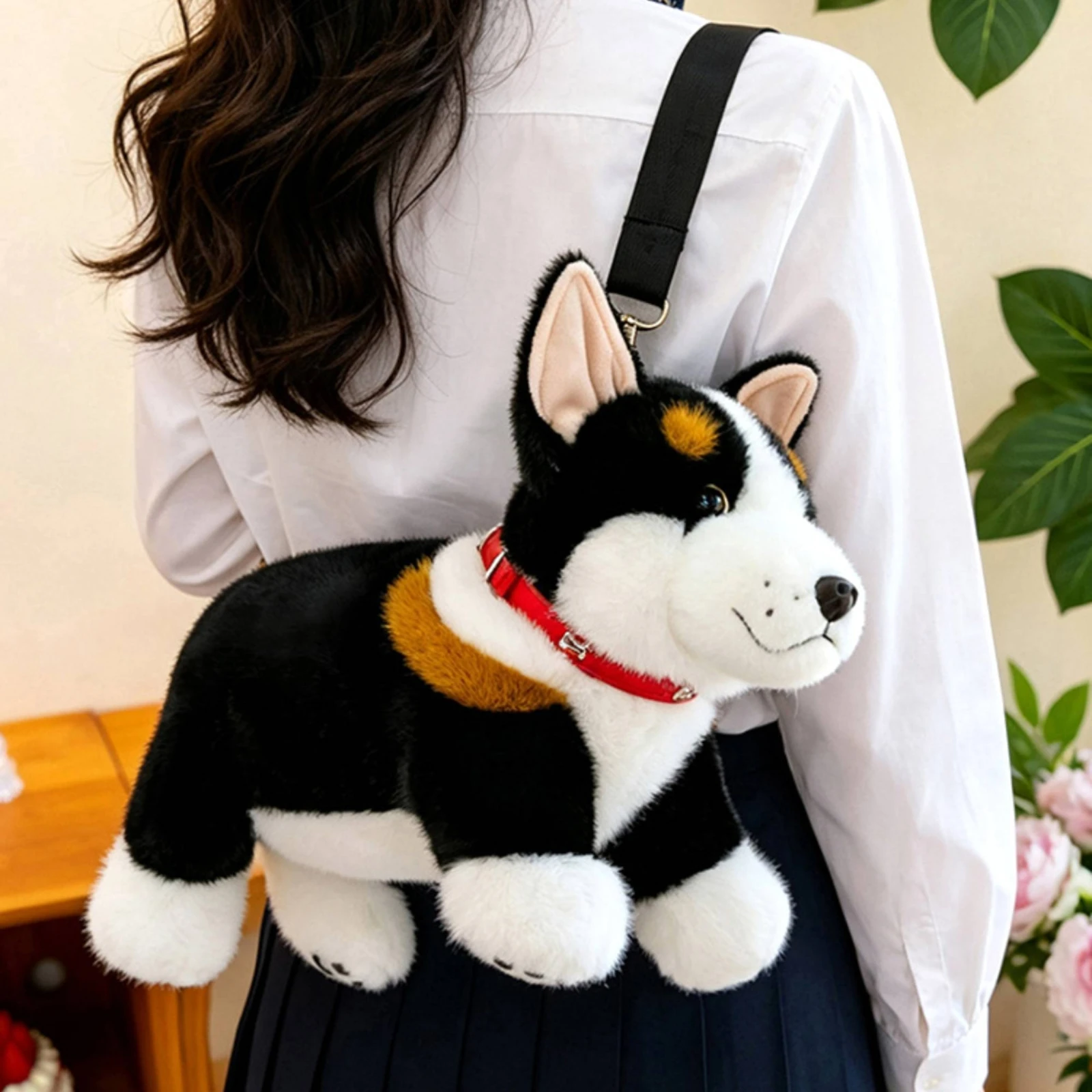 Corgi Stuffed Bag Playful Dog Crossbody Bag Stuffed Animal Purse Lightweight Stylish for Girls, Theme Parks, Casual Wear