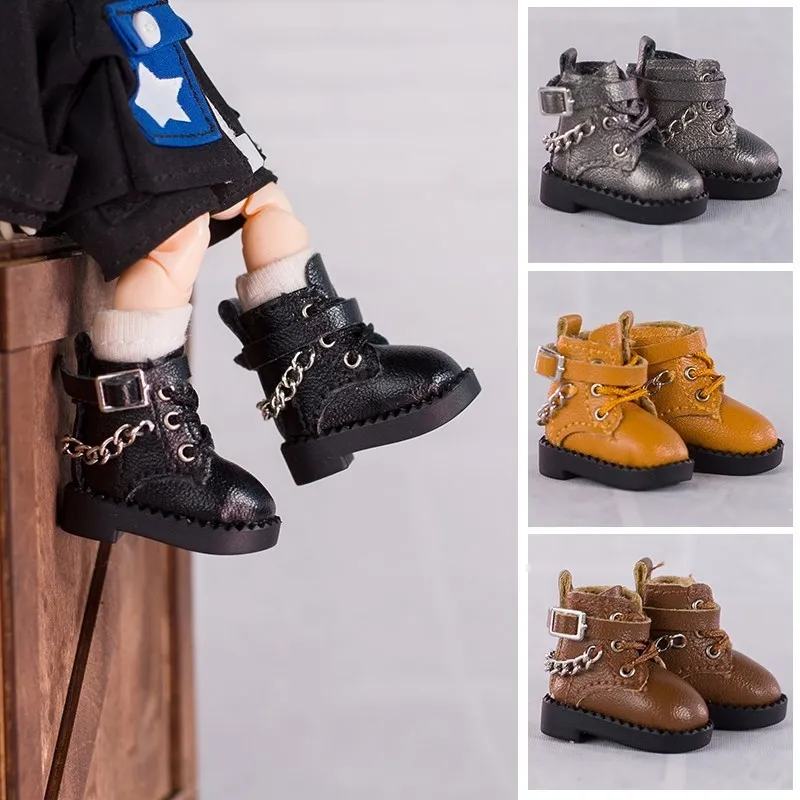 2023 Ob11 Casual Chain Boots Shoes Leather Boots Molly Sister Head Shoes GSC Plain Doll Shoes Doll Accessories 1/12bjd Shoes