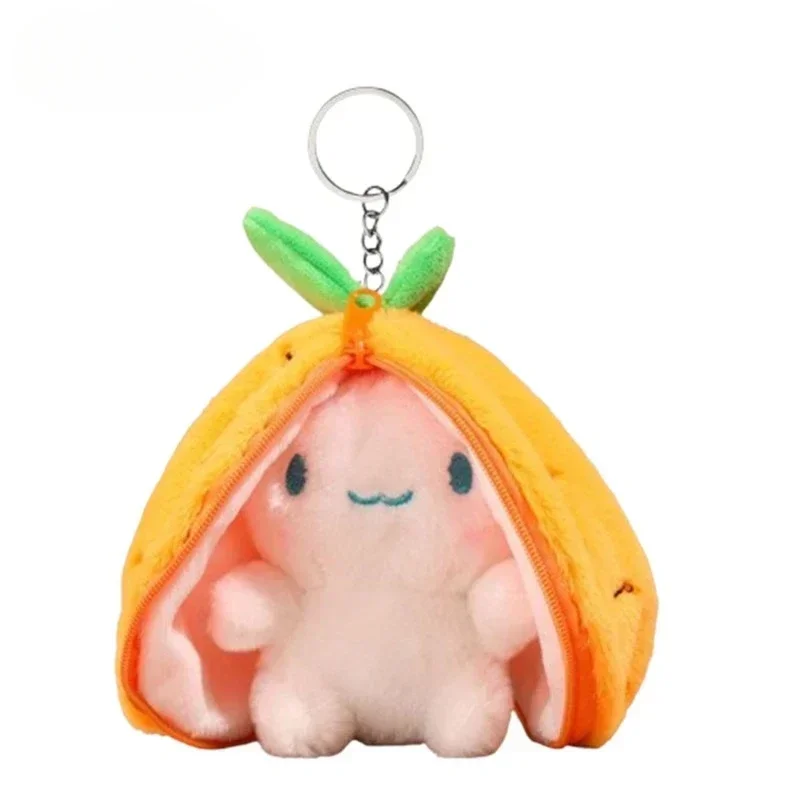 Muñeca creativa, nuevo diseño de juguetes, Mini bolso de fruta bonita, llaveros, colgante de luz, conejo suave, llavero de felpa para coche, regalos de Pascua