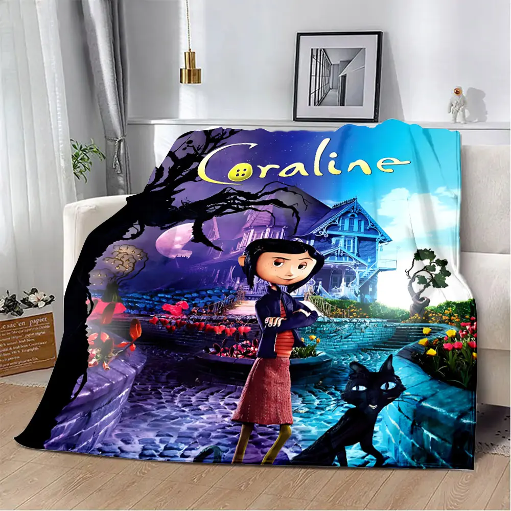 Animation Coraline Printed Blanket Picnic Blankets Warm Blanket Soft and Comfortable Blanket Home Travel Birthday Gift